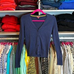 Merona navy long sleeve v neck button front cardigan size XS